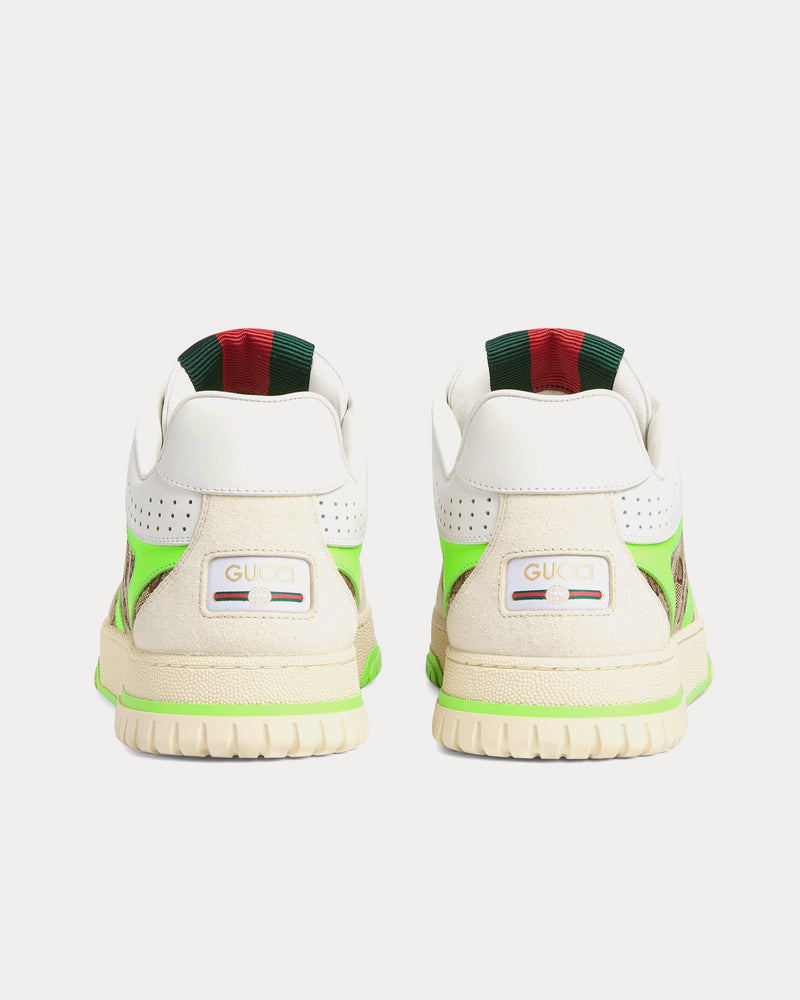 Gucci Re-Web Leather with Original GG Canvas White / Green Low Top Sneakers - 3