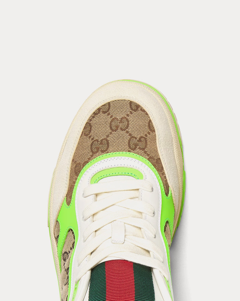 Gucci Re-Web Leather with Original GG Canvas White / Green Low Top Sneakers - 4