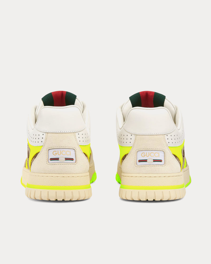 Gucci Re-Web Leather with Original GG Canvas White / Yellow Low Top Sneakers - 3