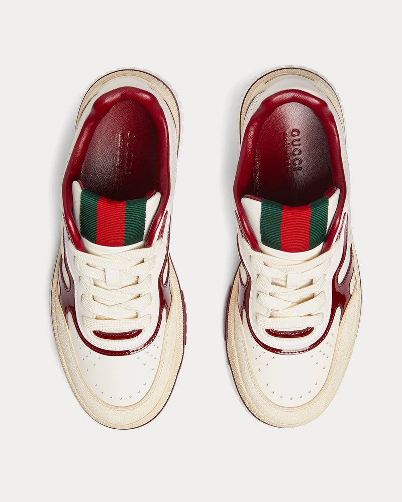 Gucci Re-Web Leather with Patent Leather Detail White / Red Low Top Sneakers - 2