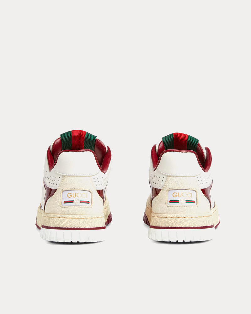 Gucci Re-Web Leather with Patent Leather Detail White / Red Low Top Sneakers - 3