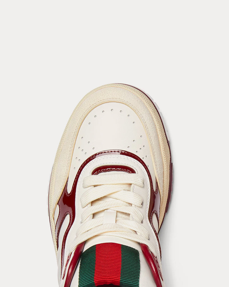 Gucci Re-Web Leather with Patent Leather Detail White / Red Low Top Sneakers - 4