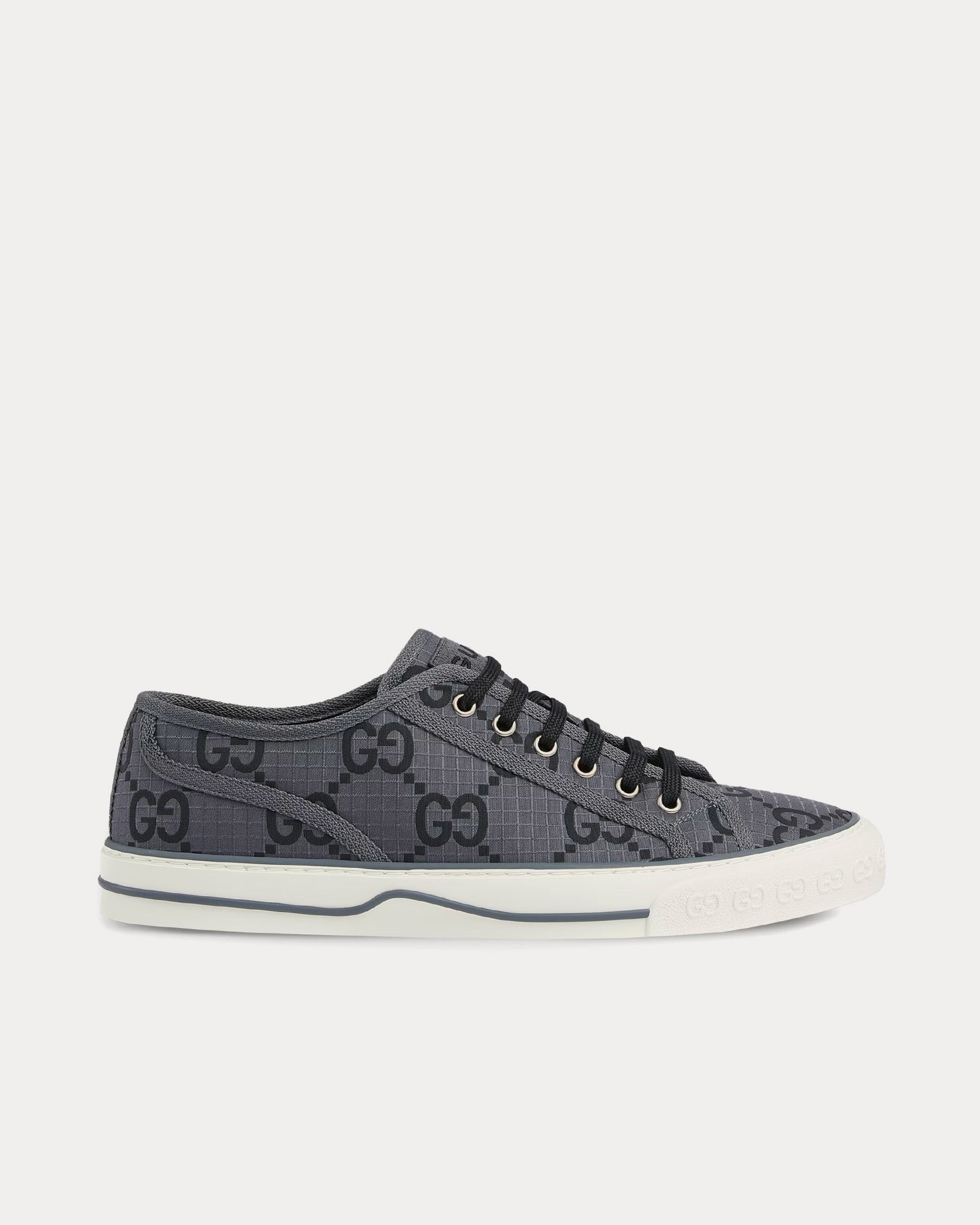 Gucci Tennis 1977 GG Recycled Polyester Dark Grey / Black Low Top Sneakers - 1