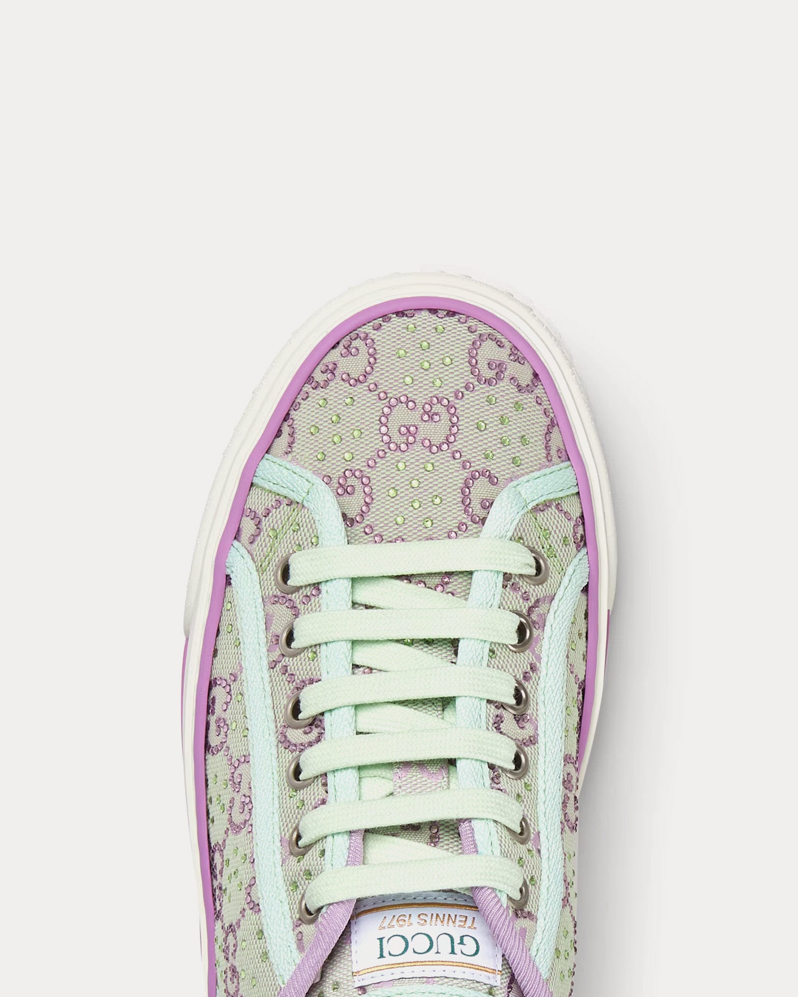 Gucci Tennis 1977 GG Crystal Canvas Light Green / Lilac Low Top Sneakers - 4