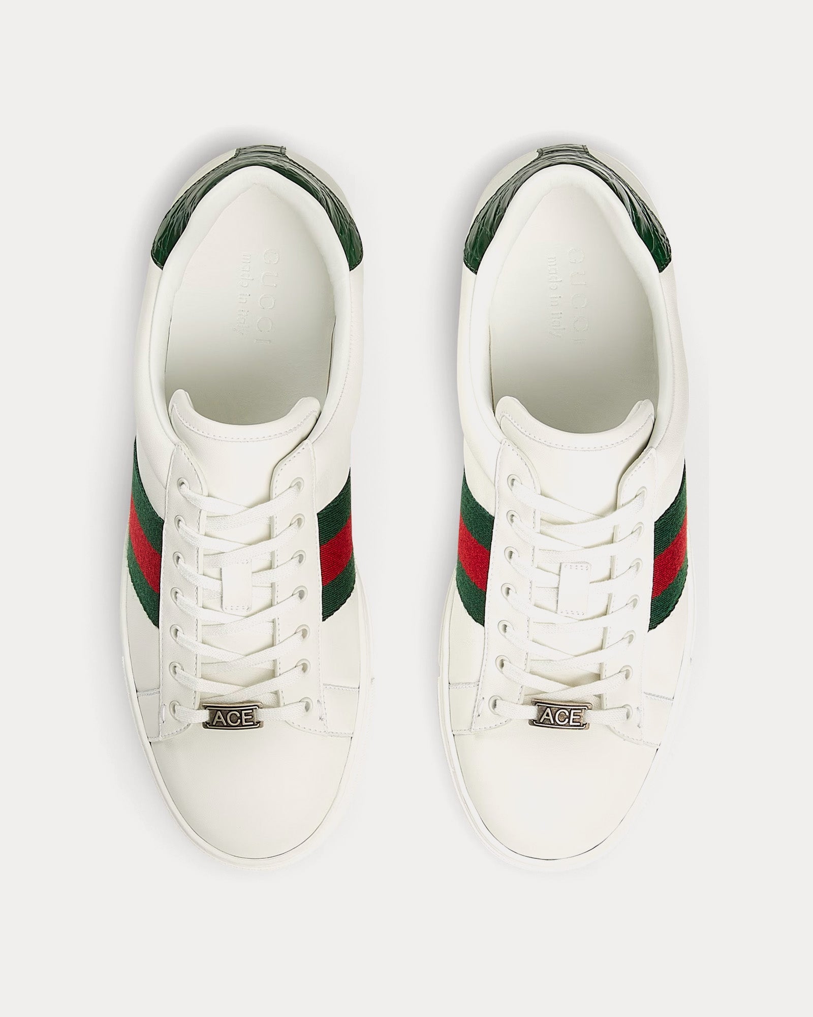 Gucci Ace With Web Leather White / Green / Red Low Top Sneakers - 2