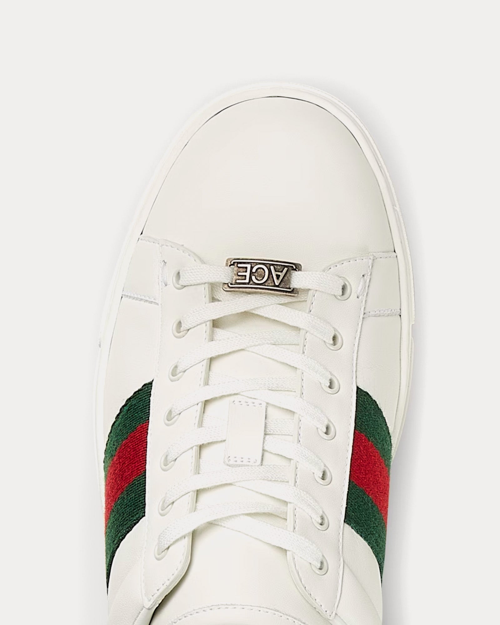 Gucci Ace With Web Leather White / Green / Red Low Top Sneakers - 5