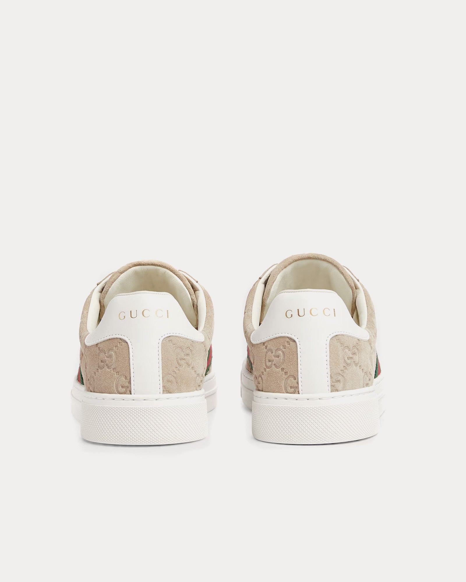 Gucci Ace with Web GG Suede Oatmeal Low Top Sneakers - 4