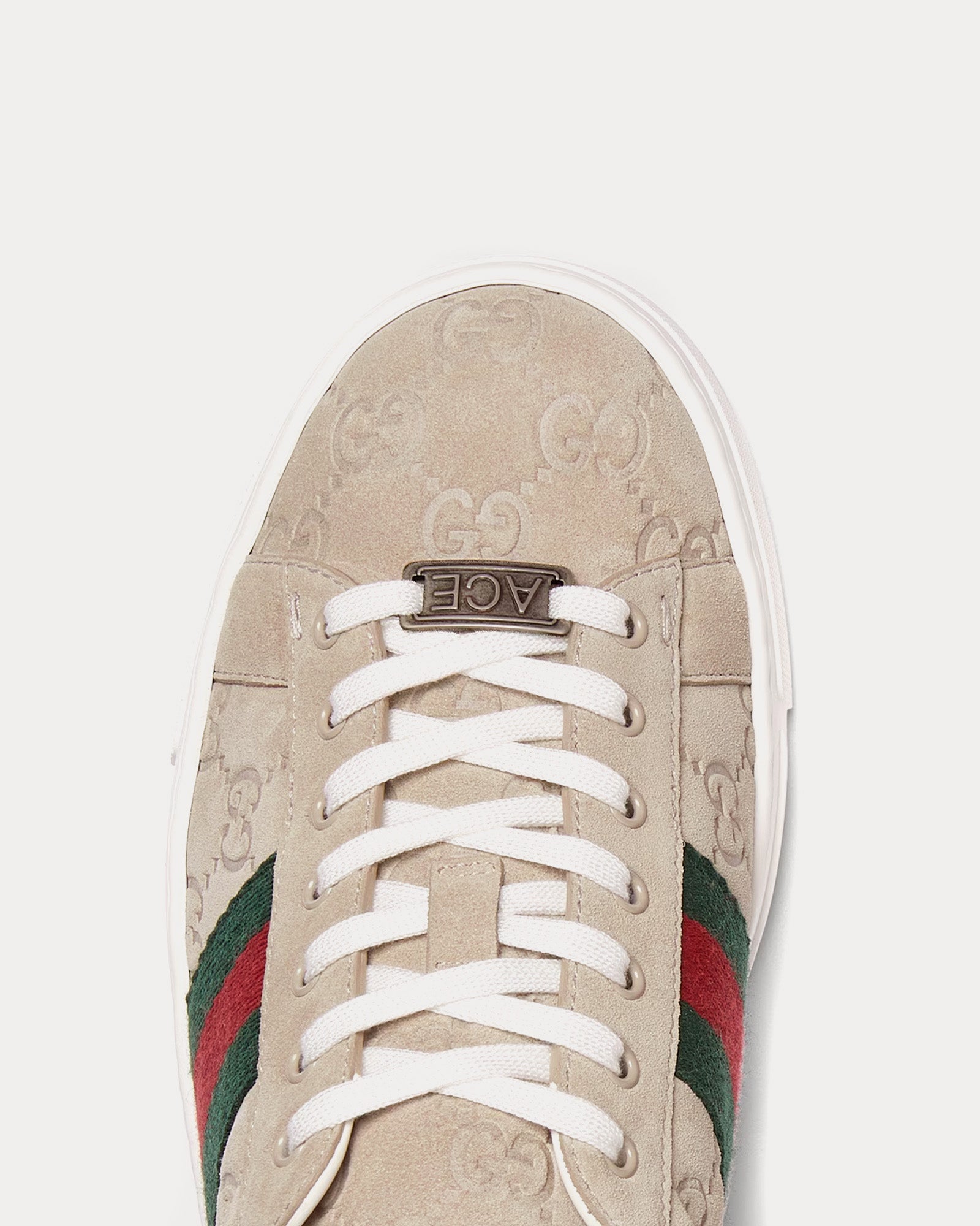 Gucci Ace with Web GG Suede Oatmeal Low Top Sneakers - 5