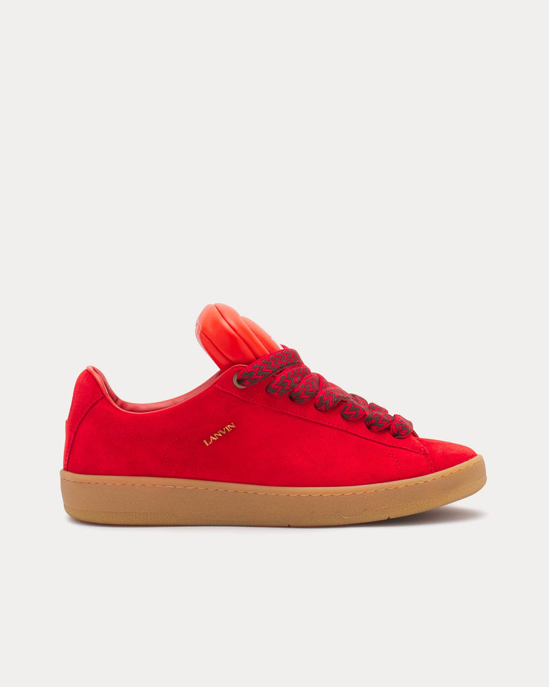 Lanvin x Future Hyper Curb Lite Leather & Suede Poppy Red / Orange Low Top Sneakers - 1