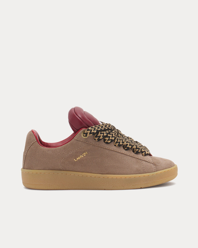 Lanvin x Future Hyper Curb Lite Leather & Suede Taupe / Red Low Top Sneakers - 1