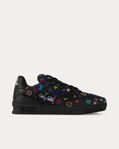 Louis Vuitton x Takashi Murakami LV Trainers Grained Calf Leather Black Low Top Sneakers