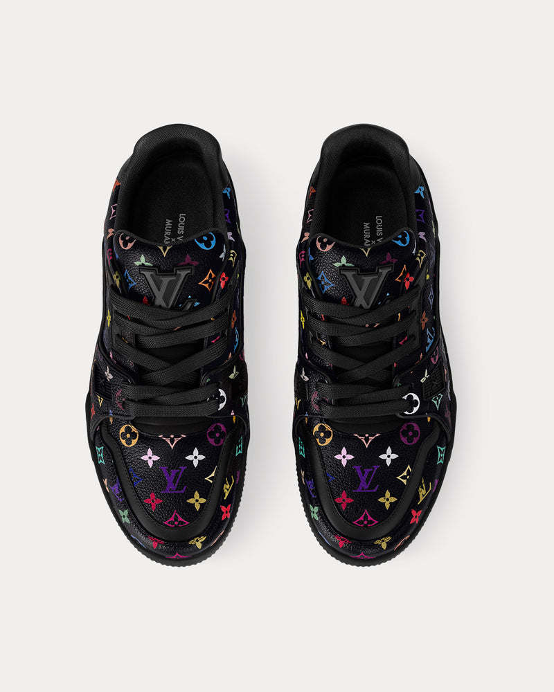 Louis Vuitton x Takashi Murakami LV Trainers Grained Calf Leather Black Low Top Sneakers - 2