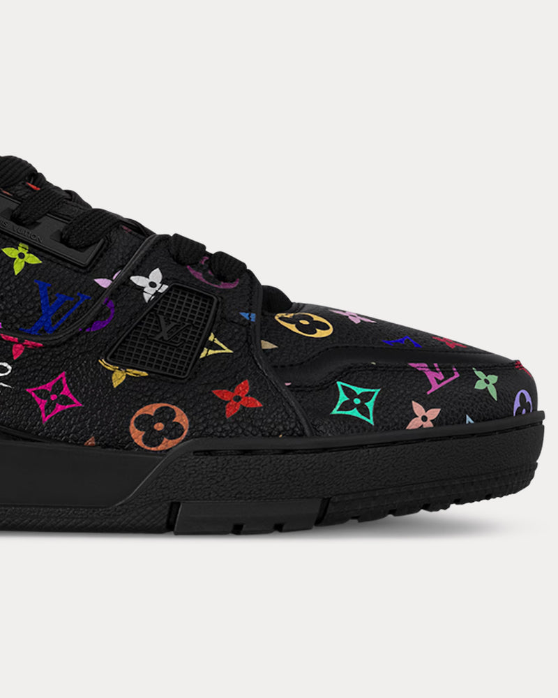 Louis Vuitton x Takashi Murakami LV Trainers Grained Calf Leather Black Low Top Sneakers - 5