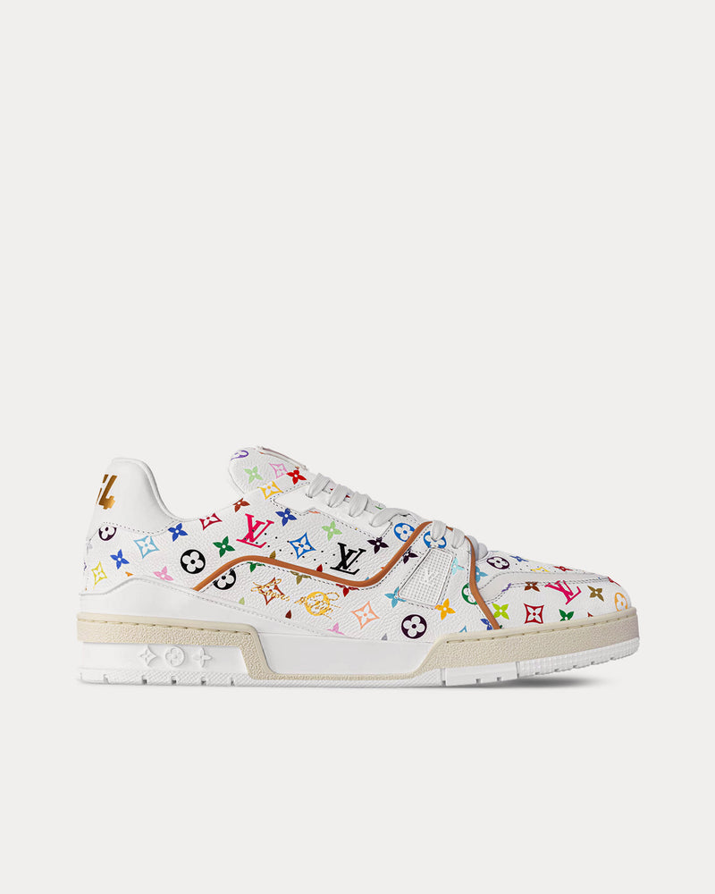 Louis Vuitton x Takashi Murakami LV Trainers Grained Calf Leather White Low Top Sneakers - 1