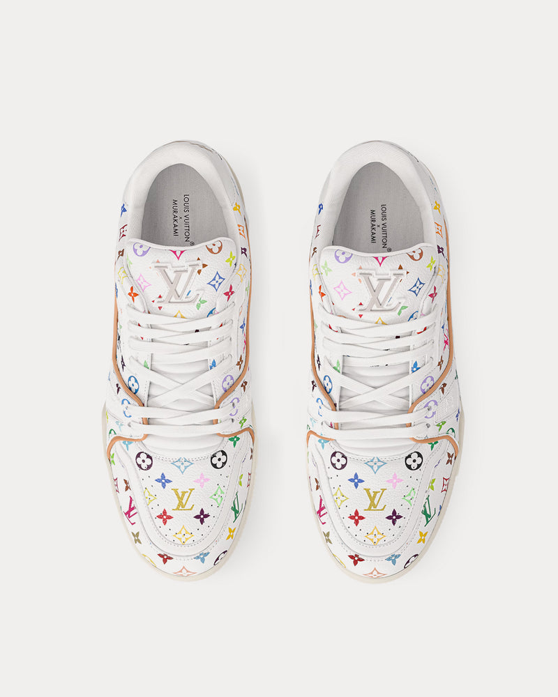 Louis Vuitton x Takashi Murakami LV Trainers Grained Calf Leather White Low Top Sneakers - 2