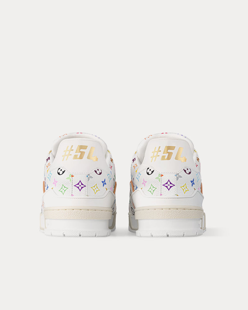 Louis Vuitton x Takashi Murakami LV Trainers Grained Calf Leather White Low Top Sneakers - 4