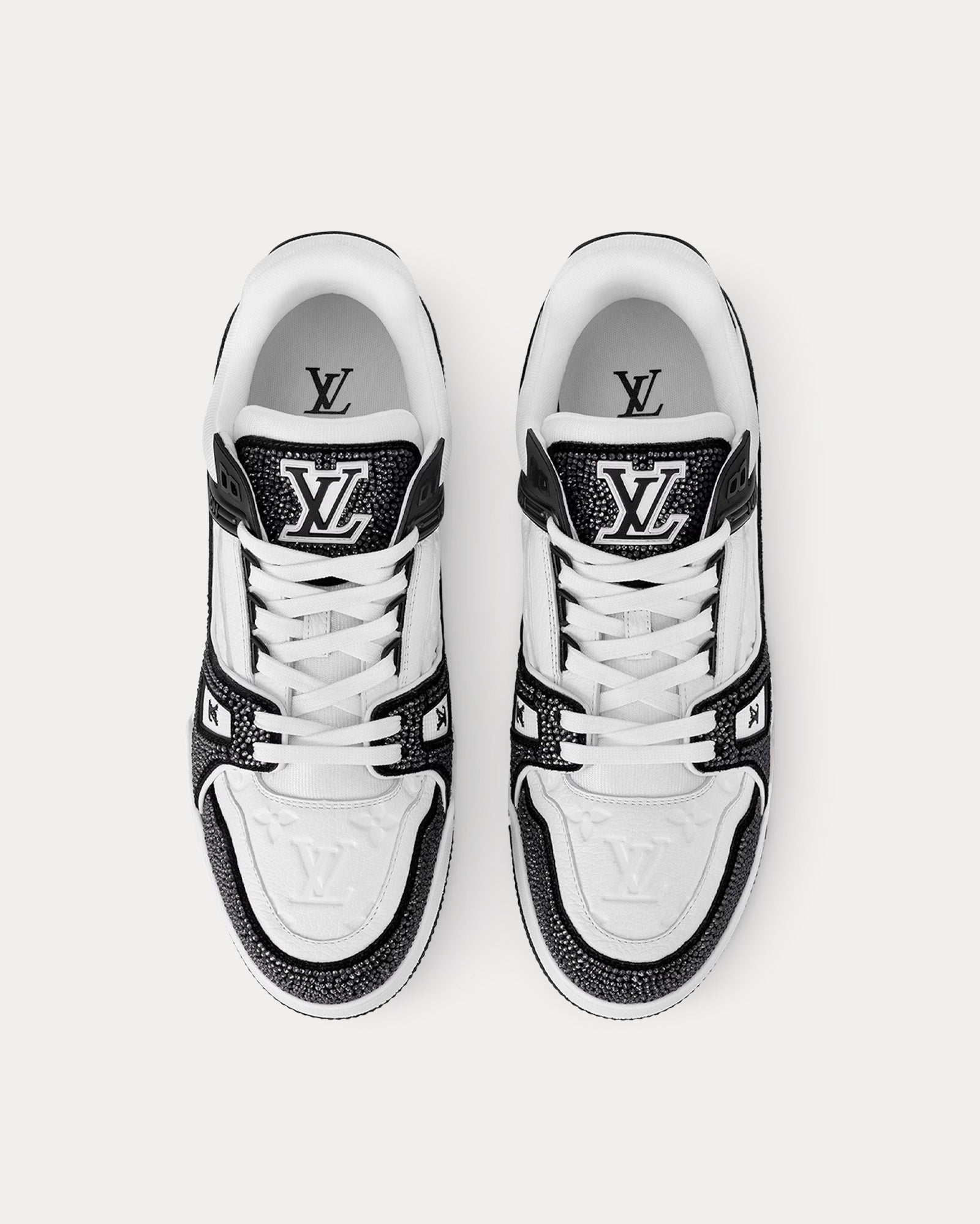 Louis Vuitton LV Trainers Swarovski Crystals & Monogram-Embossed Black Low Top Sneakers - 2