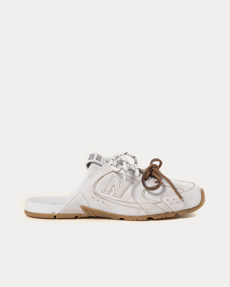 New Balance x Miu Miu 530 SL Deco Calf Leather White Mules - 1