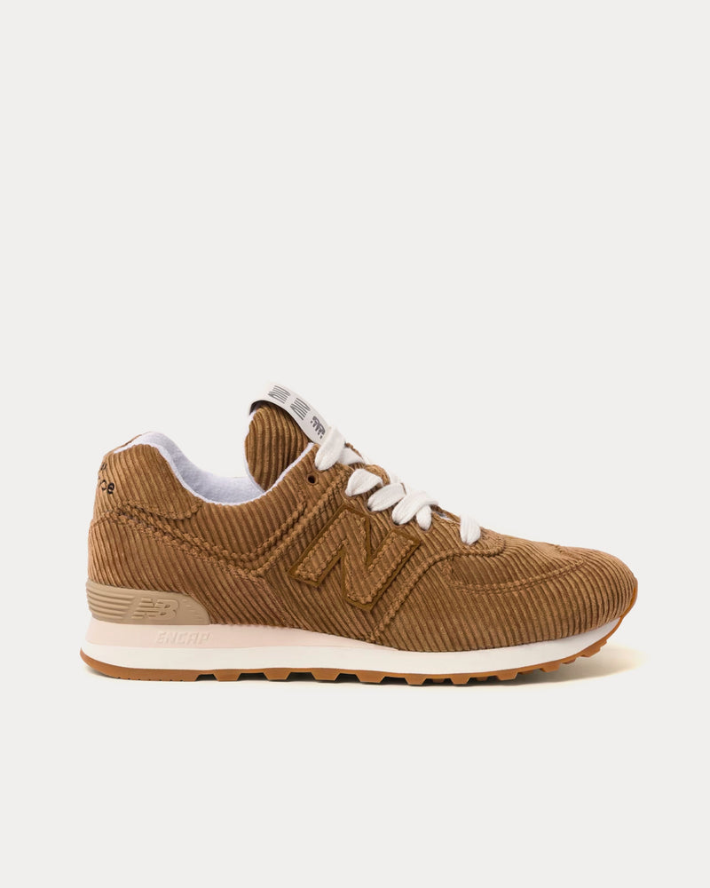 New Balance x Miu Miu 574 Striped Velvet Cinnamon Low Top Sneakers - 1