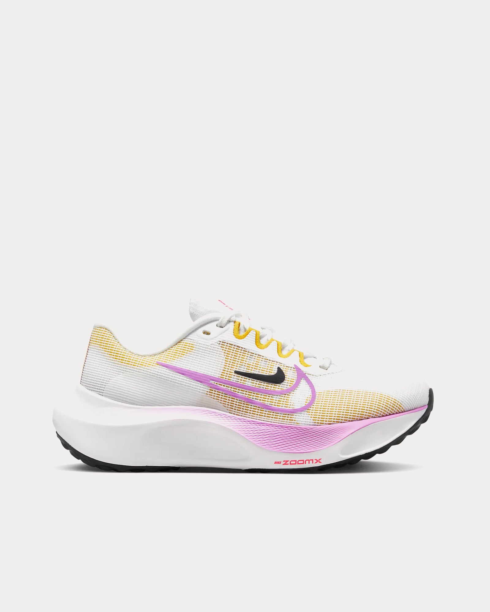 Nike Zoom Fly 5 White / Vivid Sulphur / Amber Brown / Rush Fuchsia Running Shoes - 1