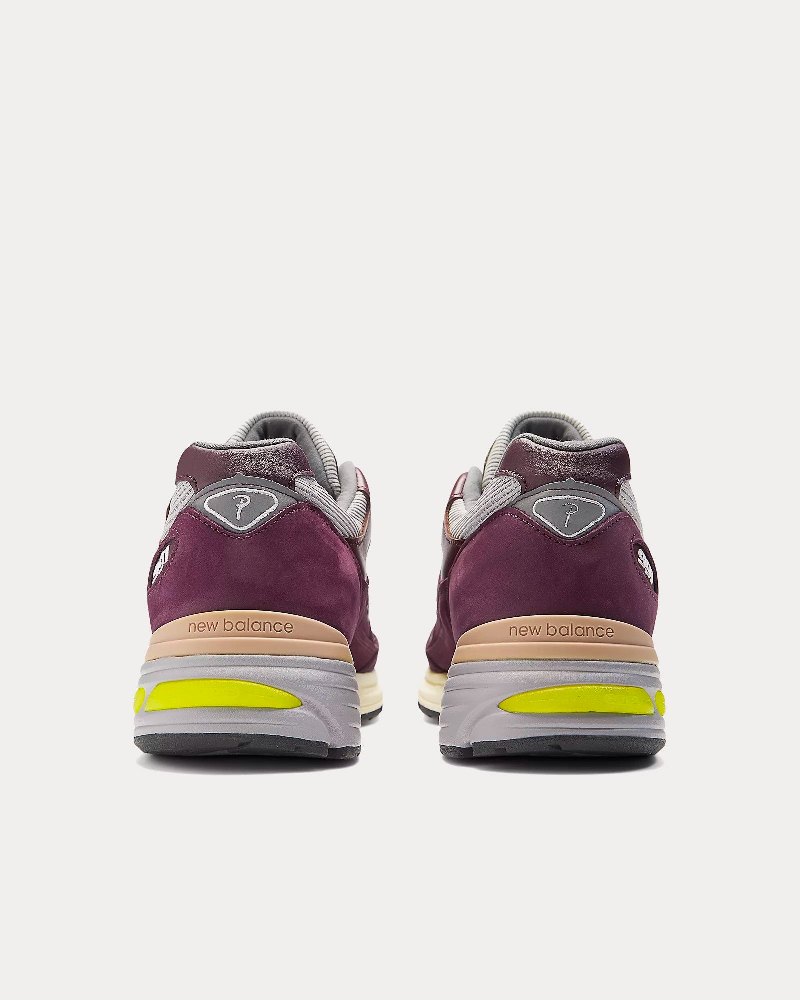 New Balance x Patta MADE in UK 991v2 Pickled Beet / Safety Yellow / Winetasting Low Top Sneakers - 3