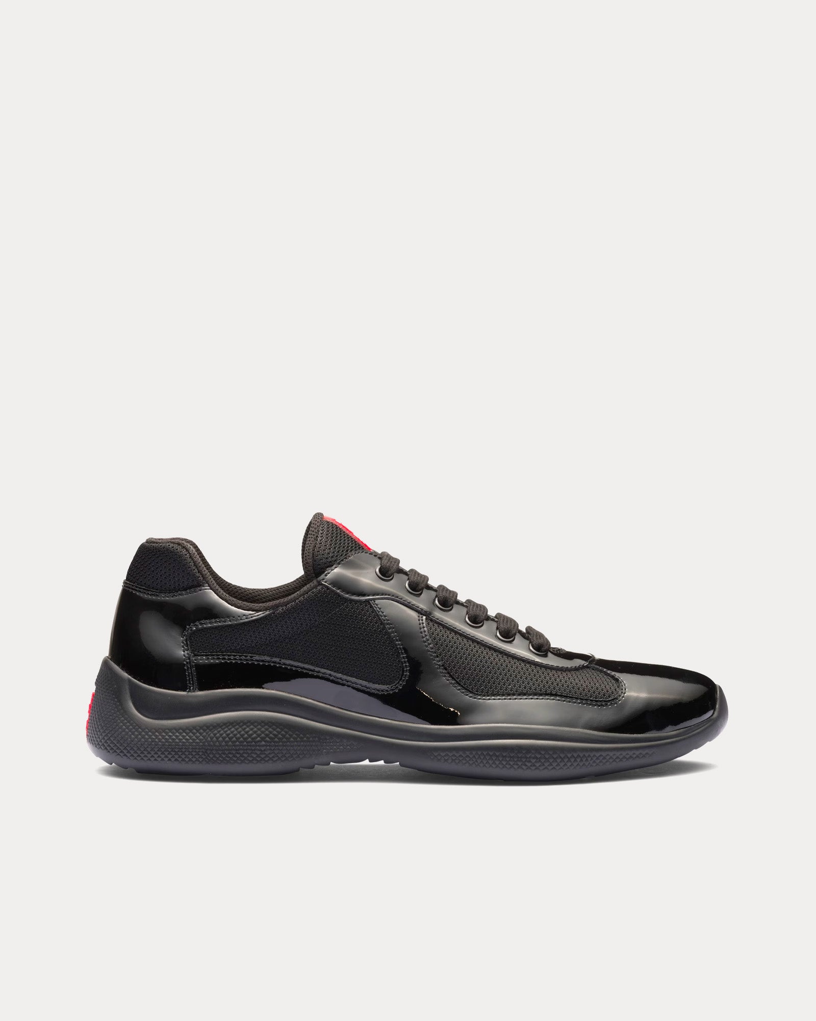 Prada America's Cup Patent Leather Black Low Top Sneakers - 1