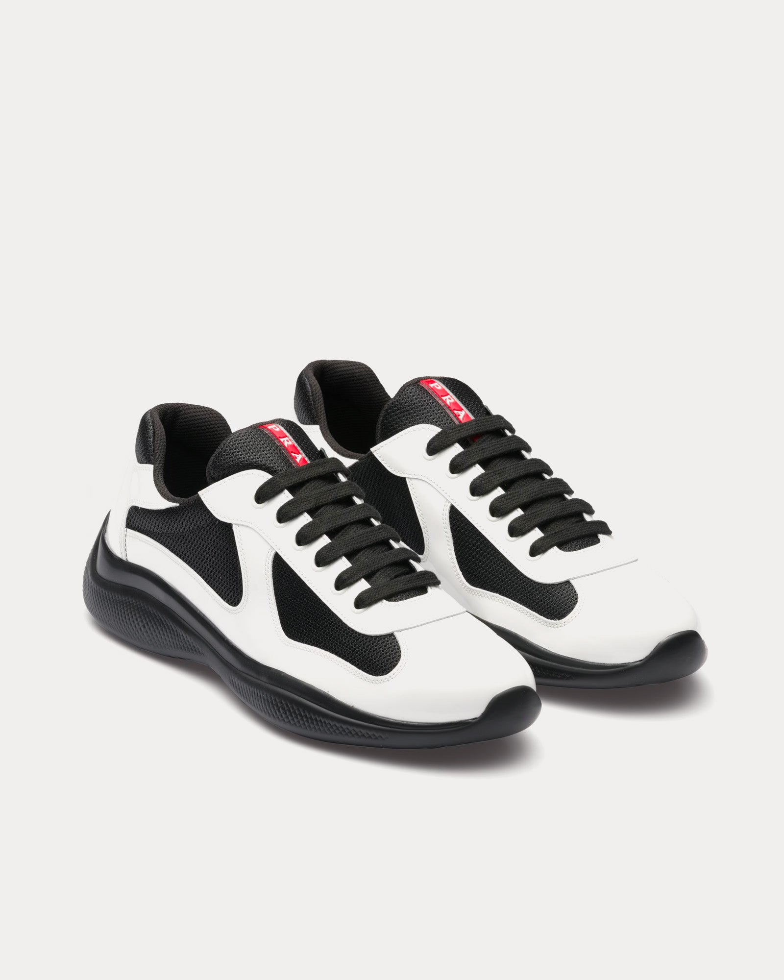 Prada America's Cup Patent Leather White / Black Low Top Sneakers - 2