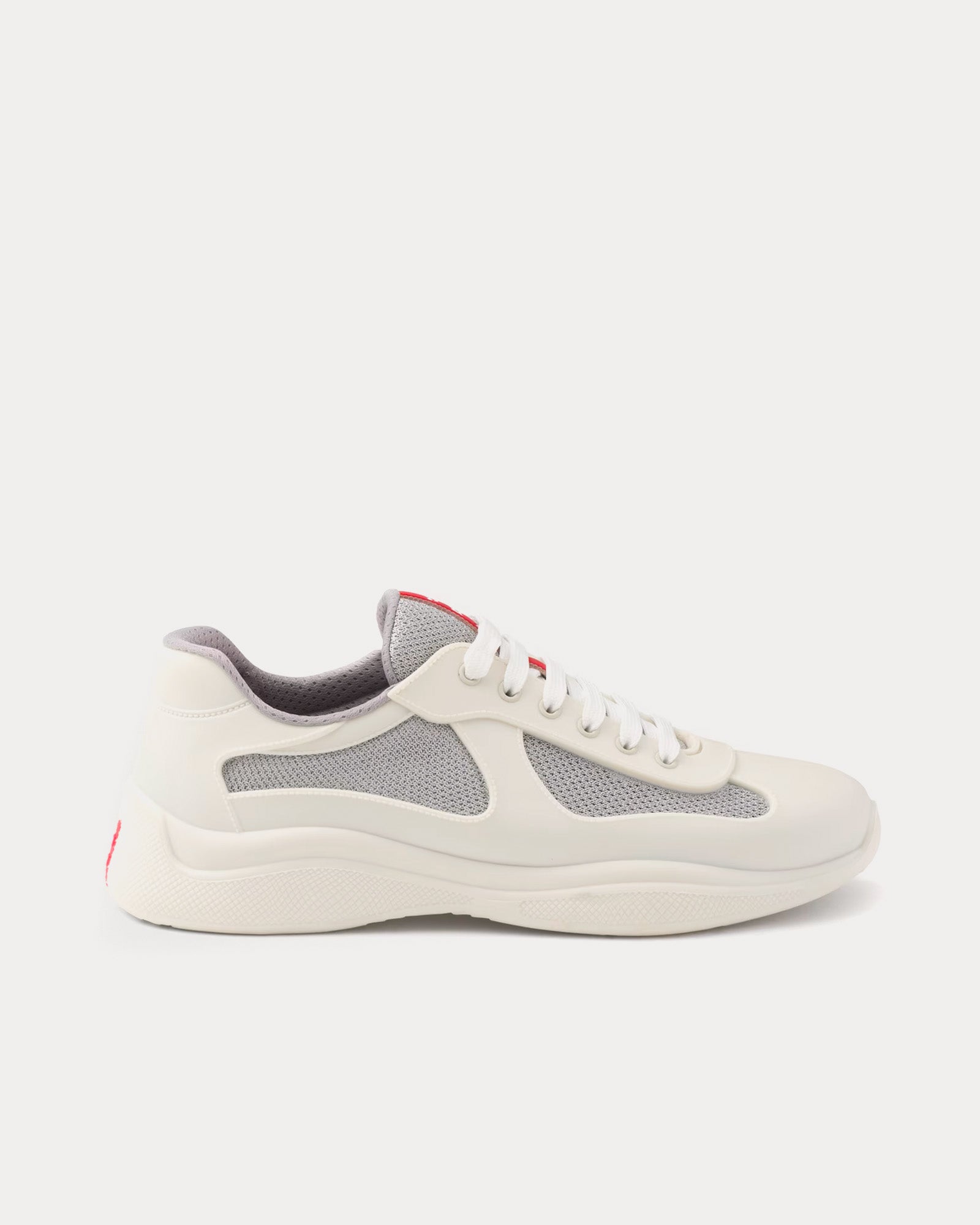 Prada America's Cup Soft Rubber & Bike Fabric Cream Low Top Sneakers - 1