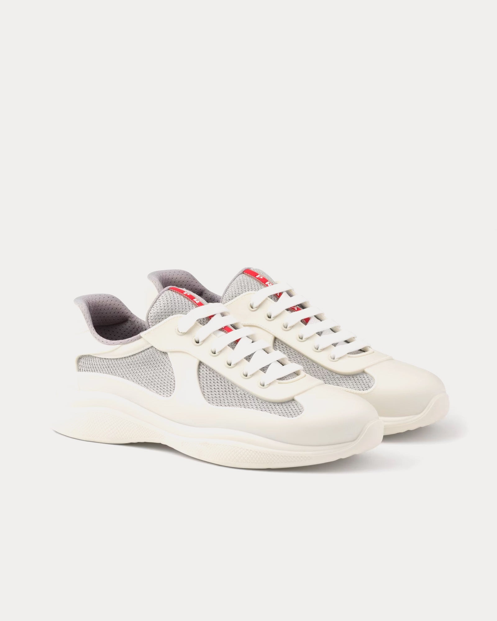 Prada America's Cup Soft Rubber & Bike Fabric Cream Low Top Sneakers - 3