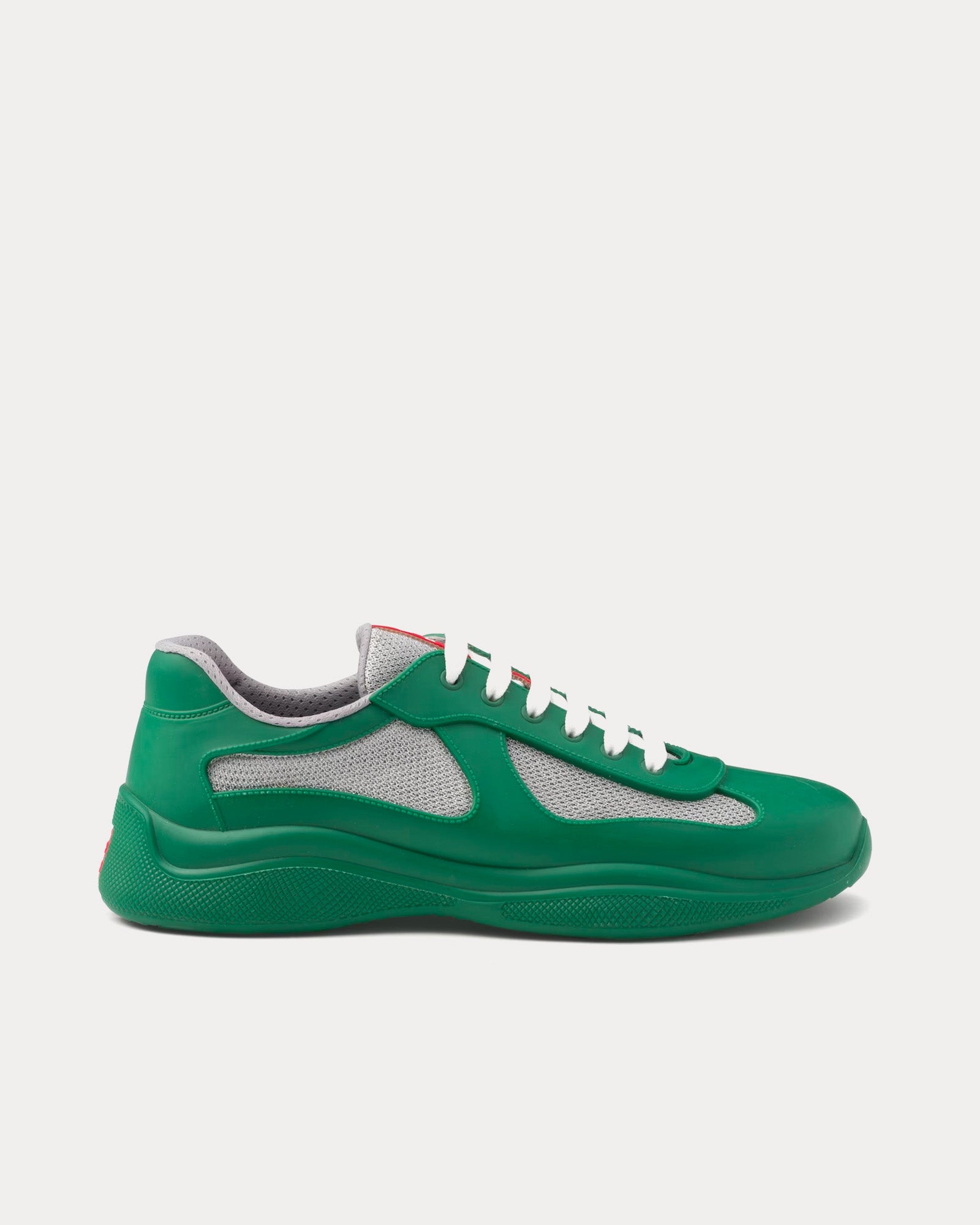 Prada America's Cup Soft Rubber & Bike Fabric Green Low Top Sneakers - 1