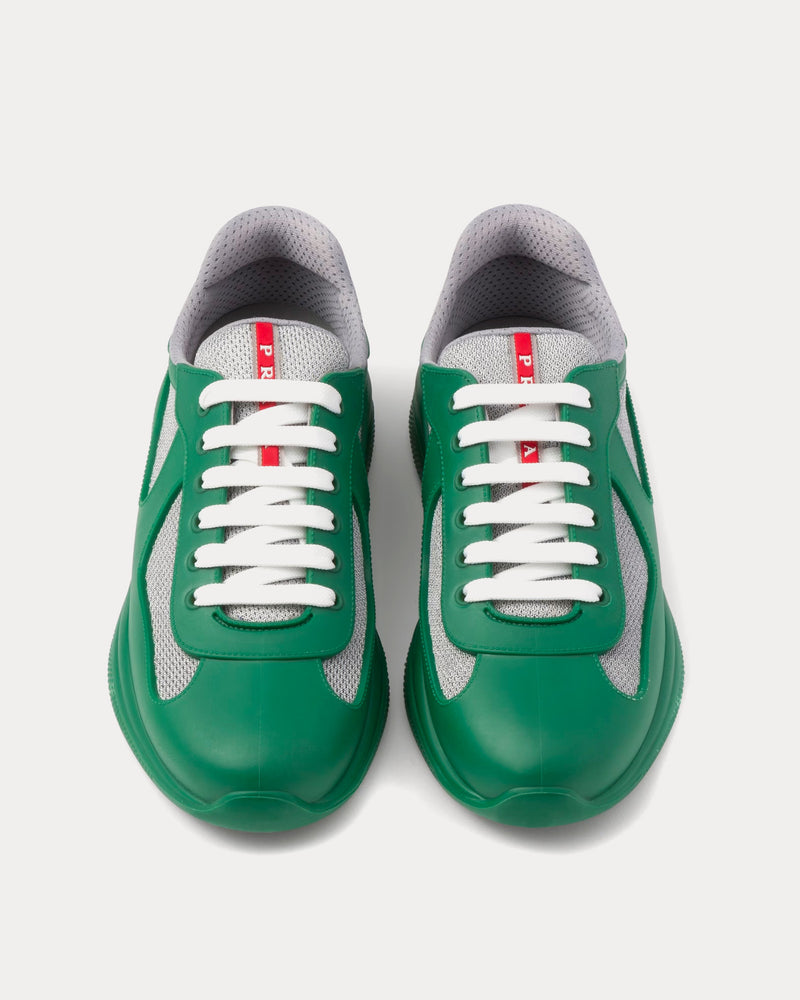 Prada America's Cup Soft Rubber & Bike Fabric Green Low Top Sneakers - 2