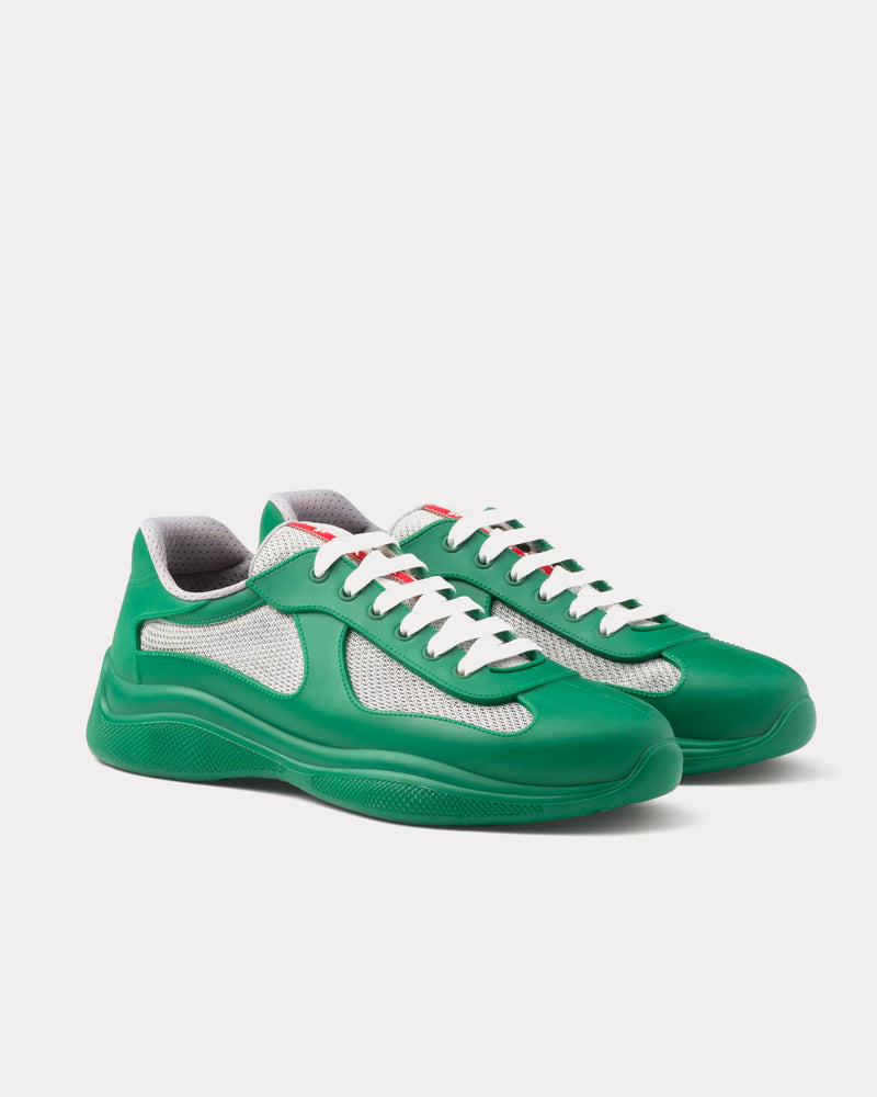 Prada America's Cup Soft Rubber & Bike Fabric Green Low Top Sneakers - 3