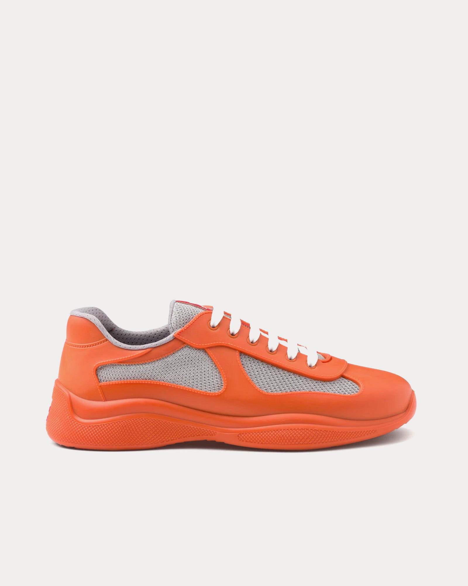 Prada America's Cup Soft Rubber & Bike Fabric Orange Low Top Sneakers - 1