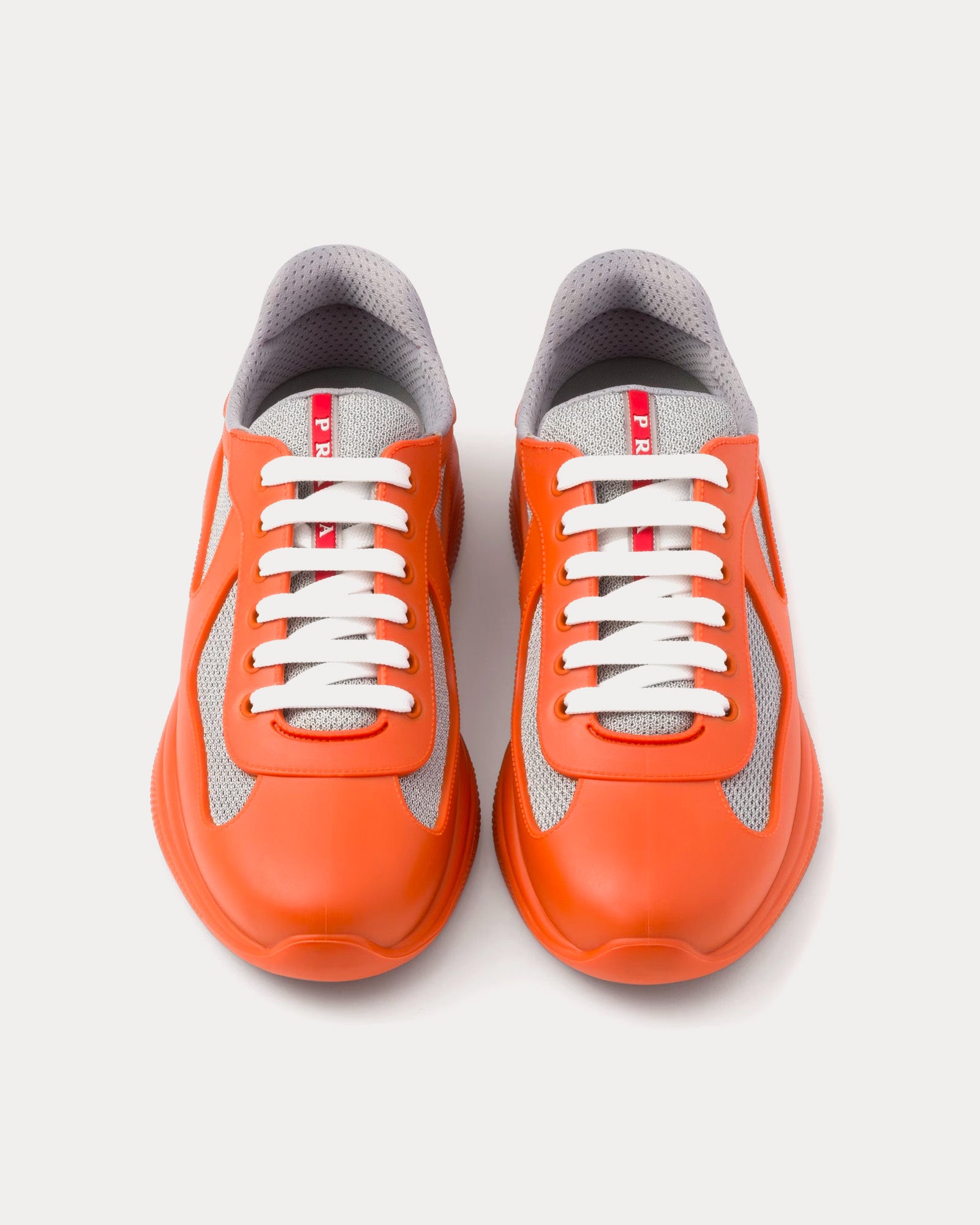 Prada America's Cup Soft Rubber & Bike Fabric Orange Low Top Sneakers - 2