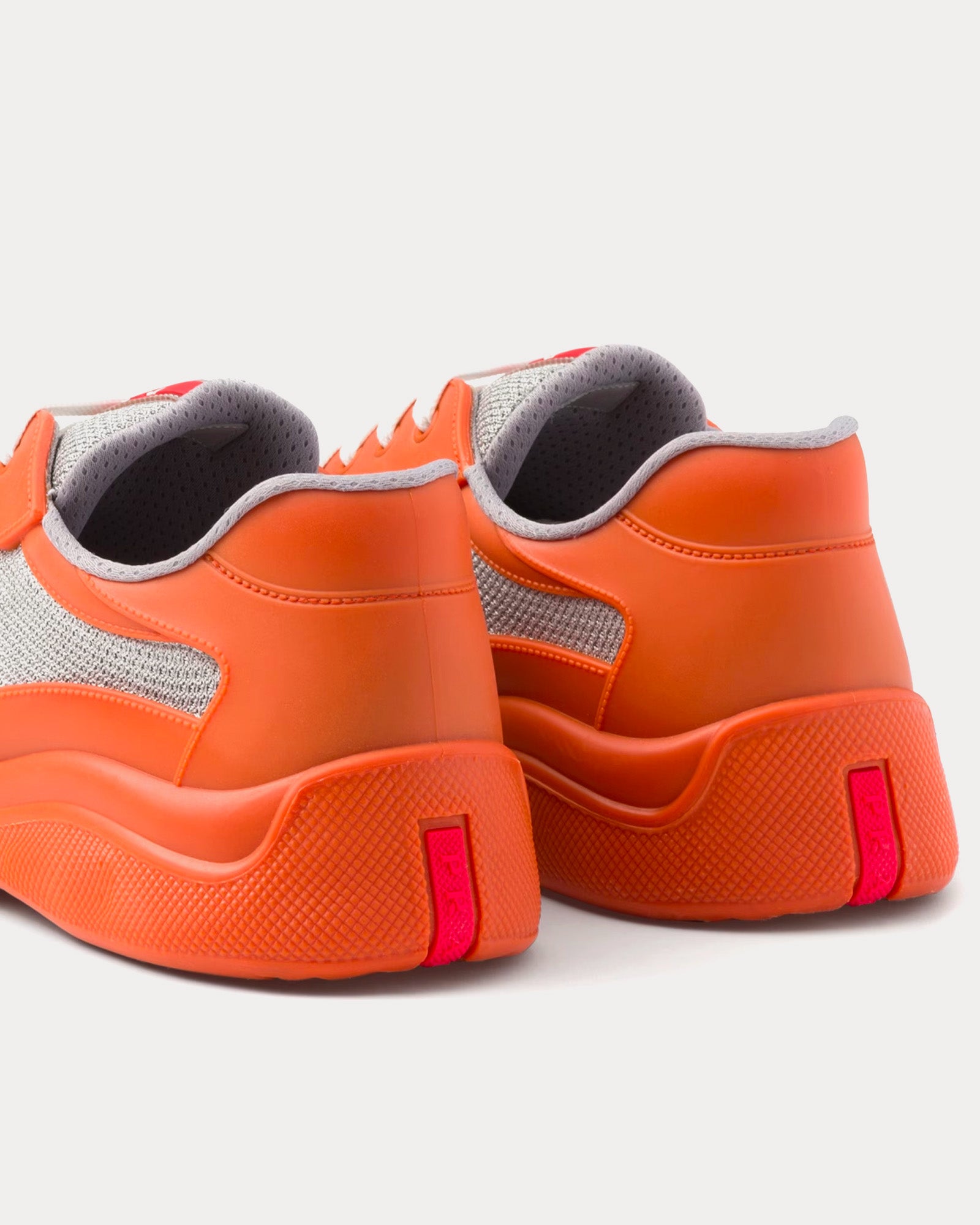 Prada America's Cup Soft Rubber & Bike Fabric Orange Low Top Sneakers - 4