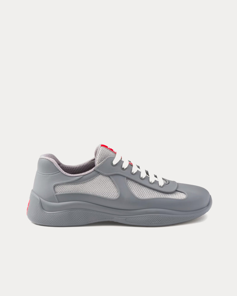 Prada America's Cup Soft Rubber & Bike Fabric Steel Grey Low Top Sneakers - 1