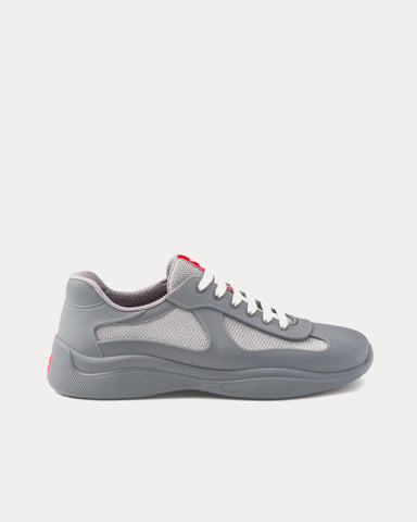 Prada America's Cup Soft Rubber & Bike Fabric Steel Grey Low Top Sneakers