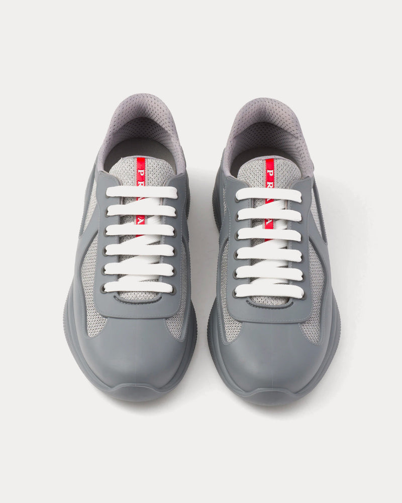 Prada America's Cup Soft Rubber & Bike Fabric Steel Grey Low Top Sneakers - 2