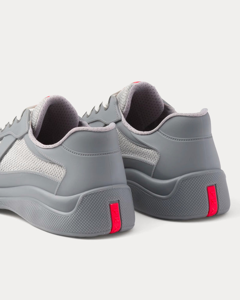 Prada America's Cup Soft Rubber & Bike Fabric Steel Grey Low Top Sneakers - 4