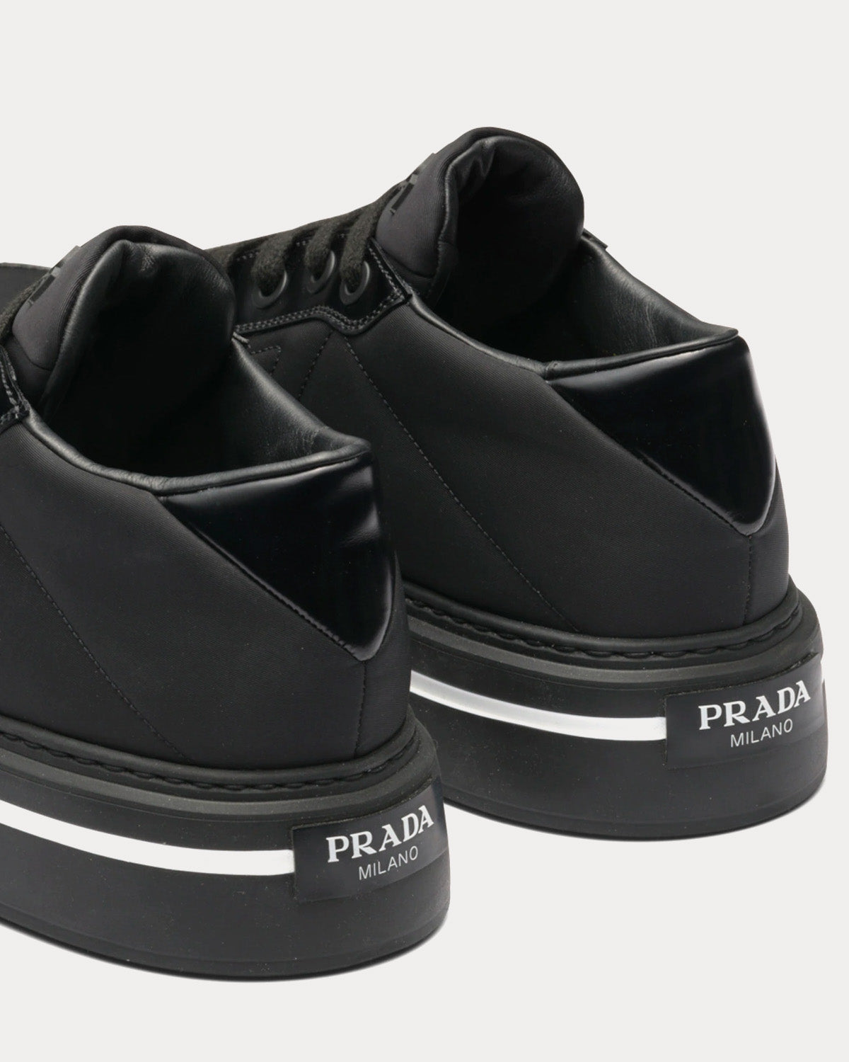 Prada Macro Re-Nylon & Brushed Leather Black Low Top Sneakers - 3