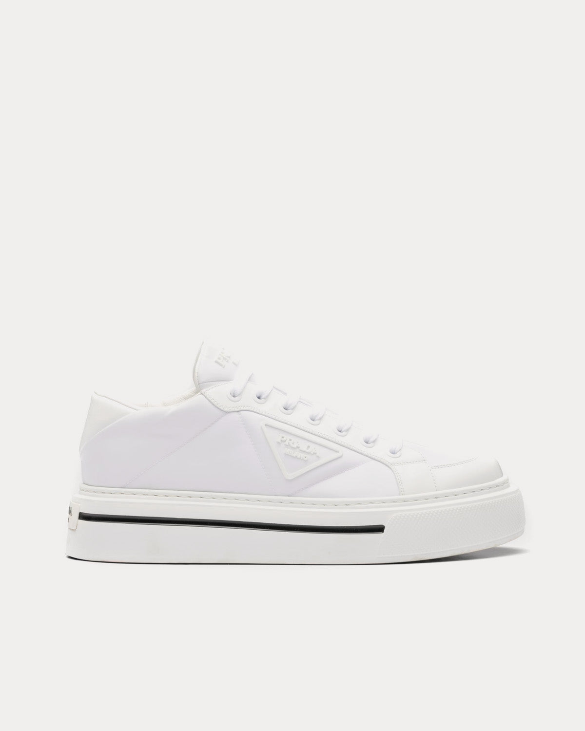 Prada leather platform sneakers hotsell