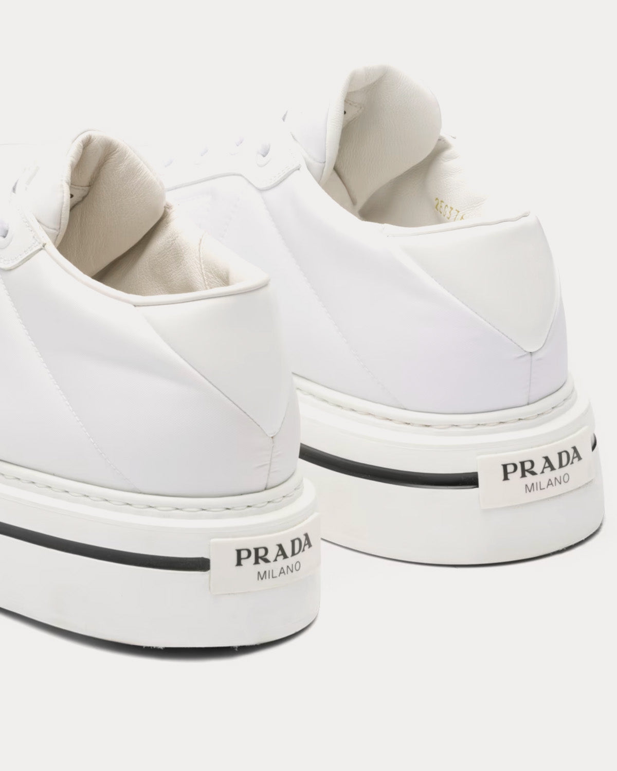 Prada Macro Re-Nylon & Brushed Leather White Low Top Sneakers - 3