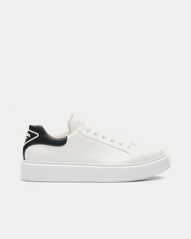 Prada Macro Leather White / Black Low Top Sneakers