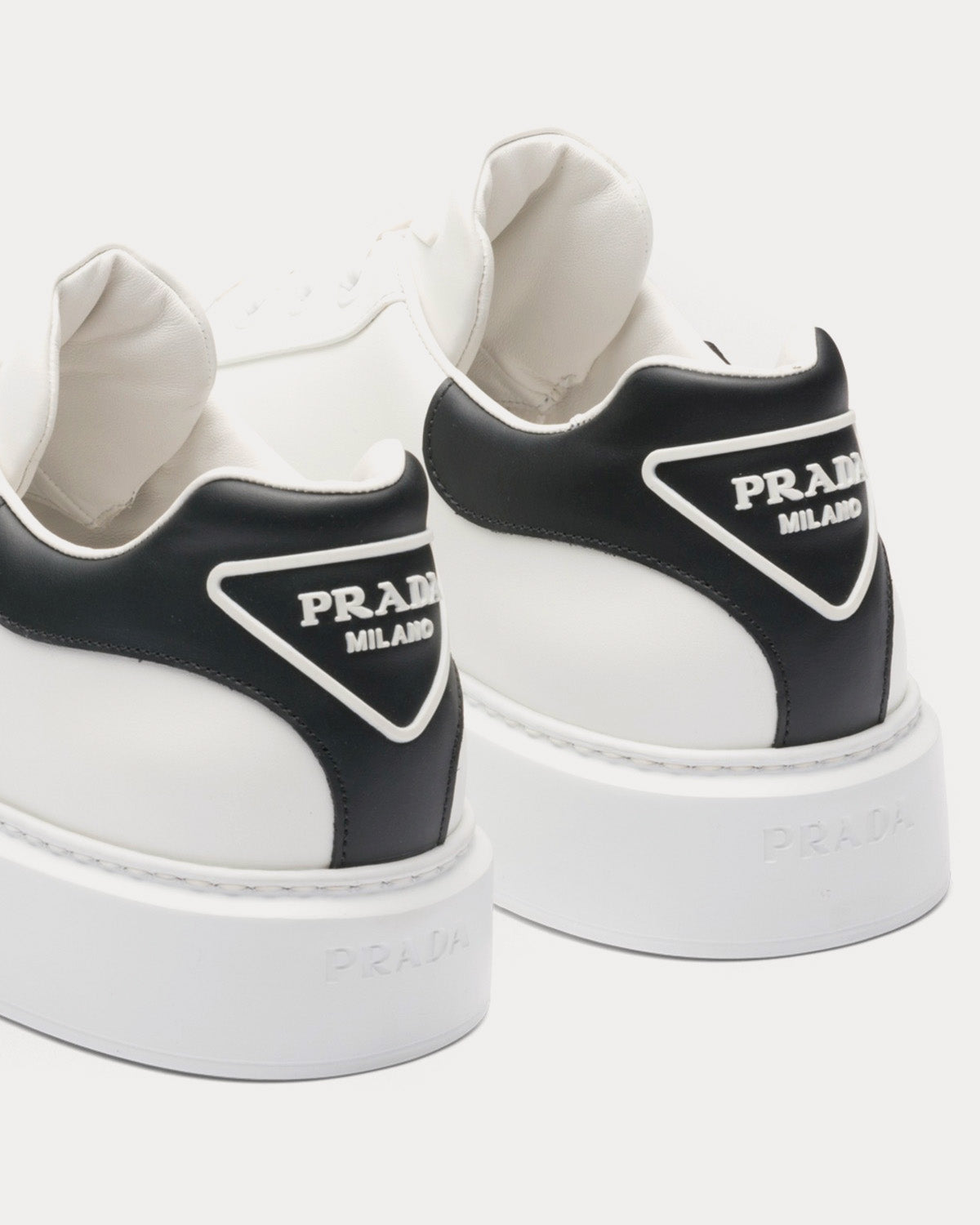 Prada Macro Leather White / Black Low Top Sneakers - 3