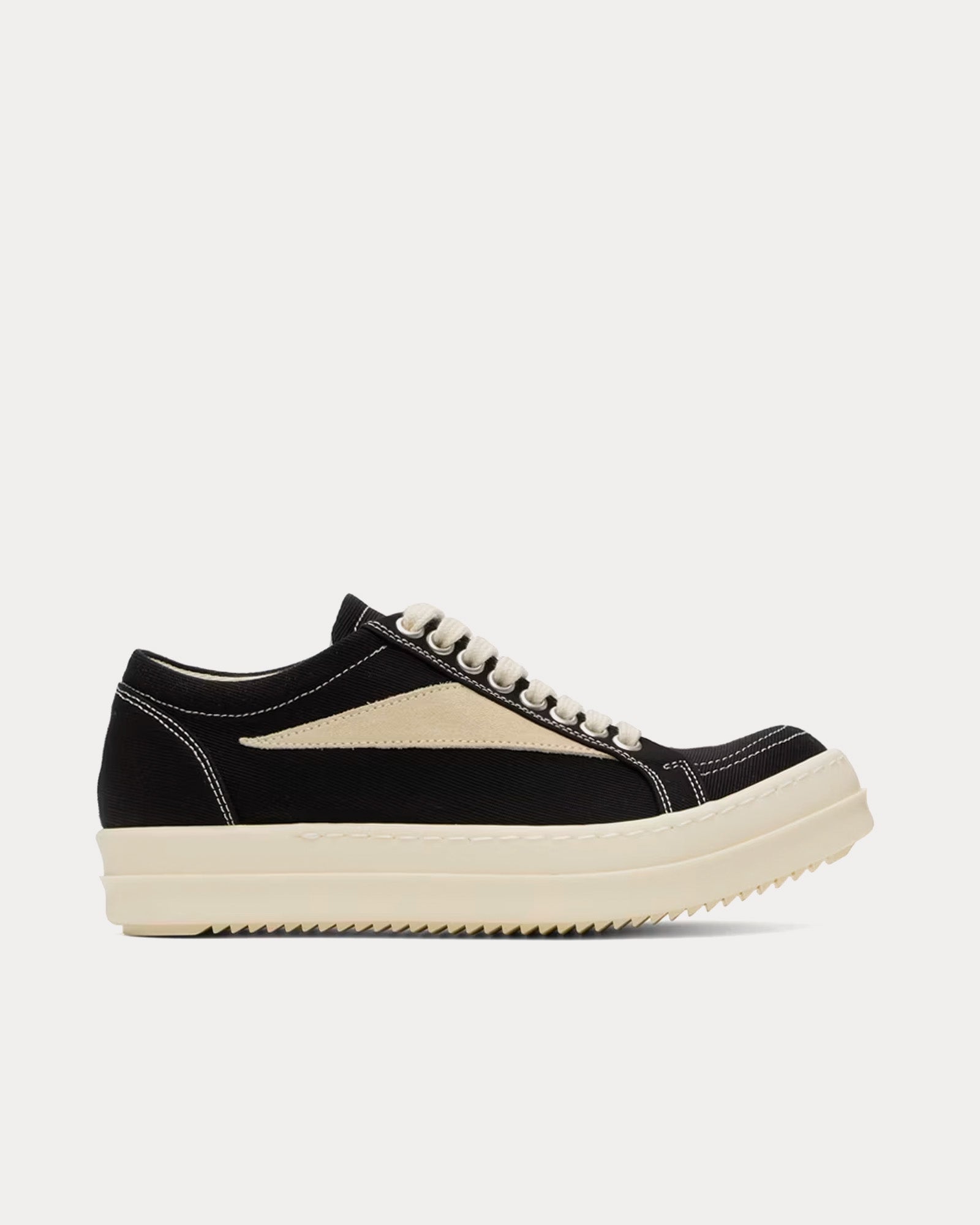 Rick Owens DRKSHDW Vintage Canvas Black / Milk / Milk Low Top Sneakers - 1