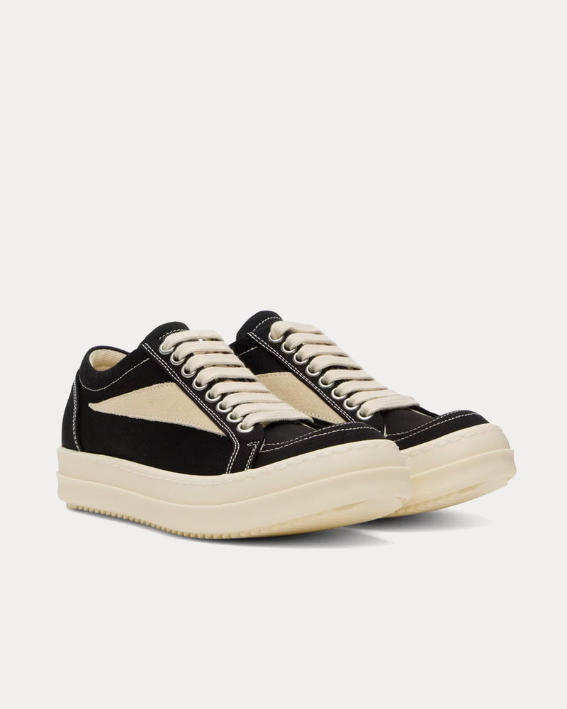 Rick Owens DRKSHDW Vintage Canvas Black / Milk / Milk Low Top Sneakers - 2