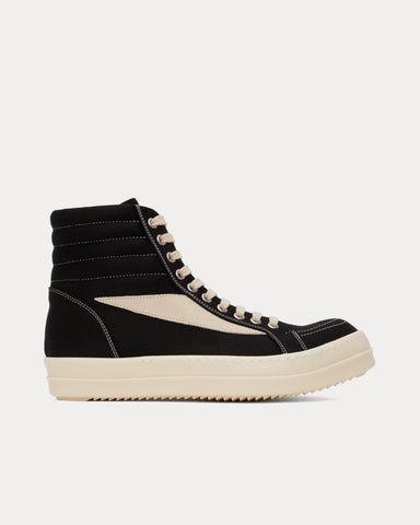 Rick Owens DRKSHDW Vintage Canvas Black / Milk / Milk High Top Sneakers