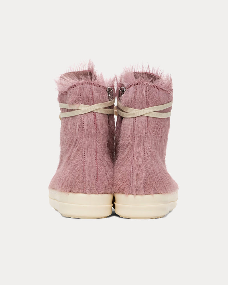 Rick Owens High Hair On Leather Dusty Pink / Milk / Milk High Top Sneakers - 3