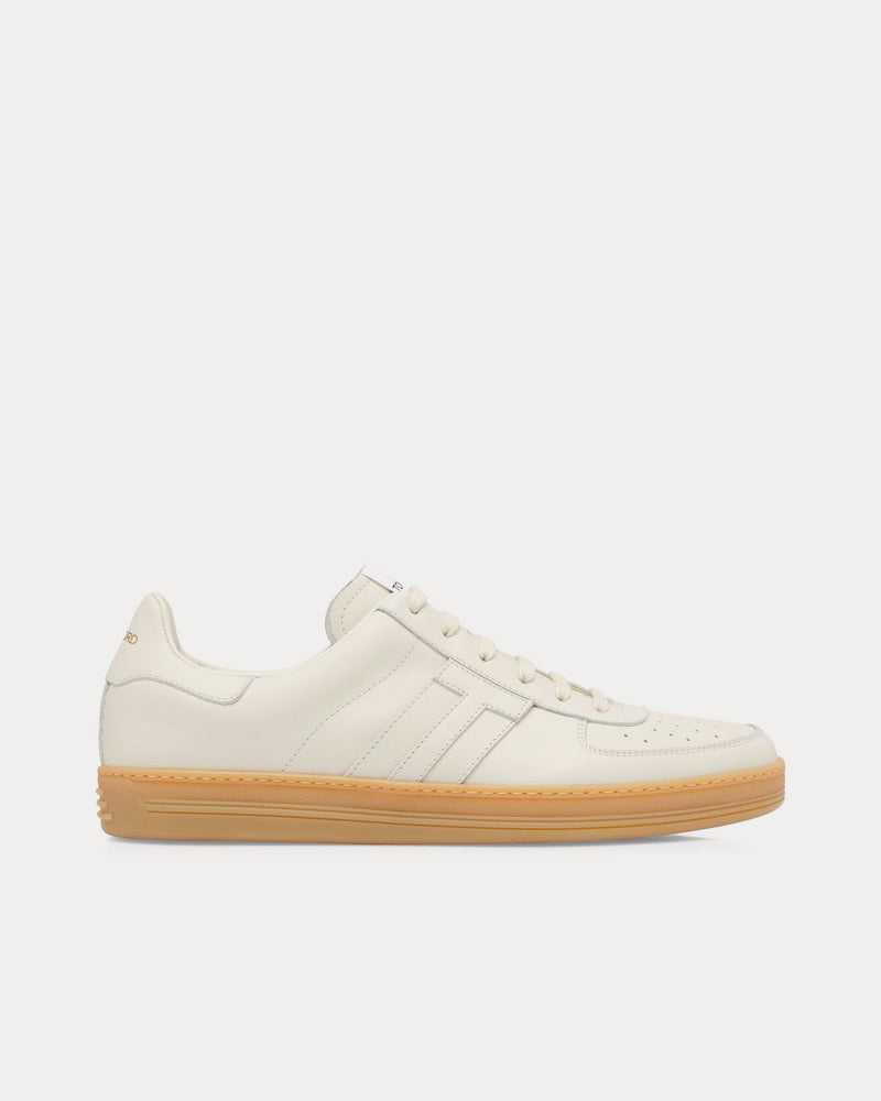 Tom Ford Radcliffe Smooth Leather Marble / Amber Low Top Sneakers - 1