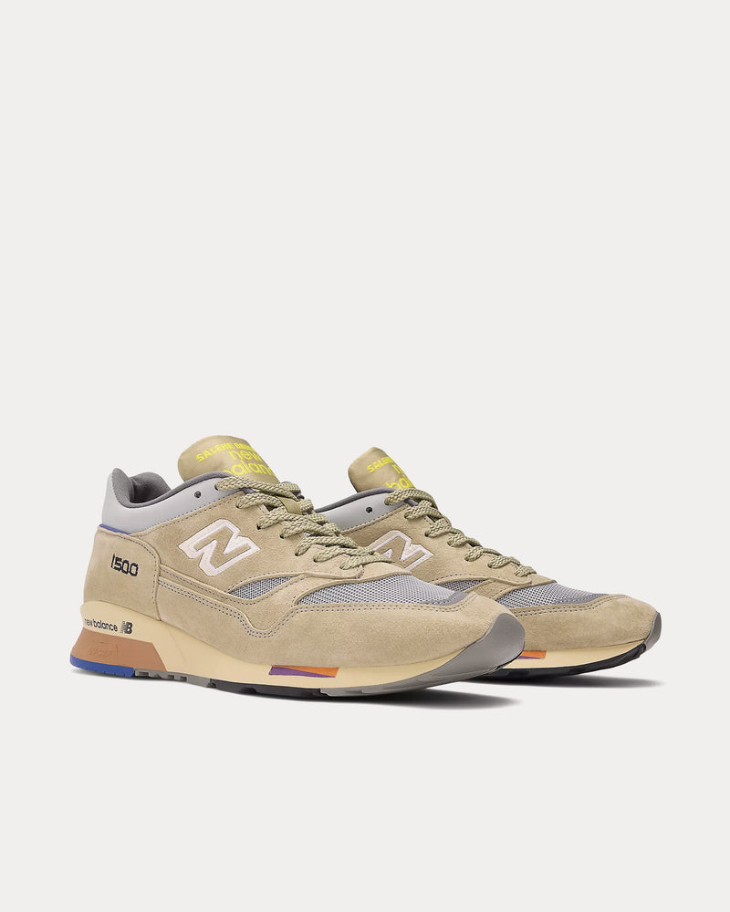 New Balance x Salehe Bembury MADE in UK 1500 Olive Gray / Mirage Gray / Lemon Low Top Sneakers - 3